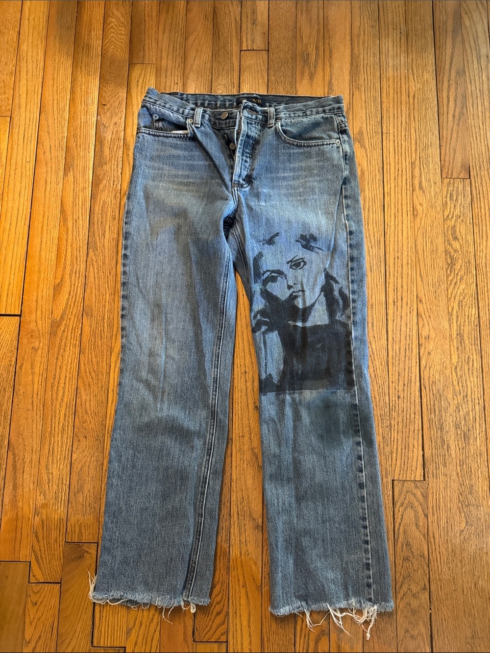 J. Crew Blue Boot Cut Jeans w/ Debbie Harry Portrait